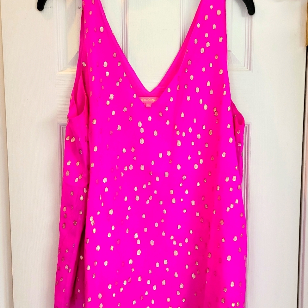 Lilly Pulitzer hot pink with gold accent blouse